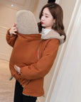 New Baby Carrier Jacket: Kangaroo Maternity Hoodie, Warm Wool Liner Autumn Coat for Pregnant Women, Sizes M-3XL