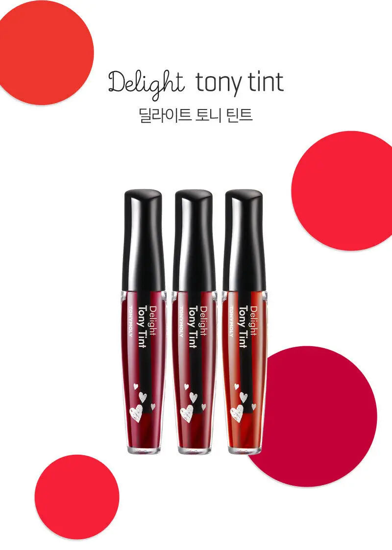 TONYMOLY Delight Tony Tint 3pcs Long-Lasting Liquid Lipstick Waterproof Sexy Matte Lip Gloss