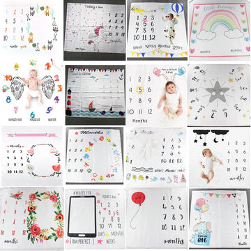 Cartoon Pattern Infant Baby Milestone Photo Props Background Blanket: Play Mat, Backdrop Cloth, Calendar Photo Accessories Nordic