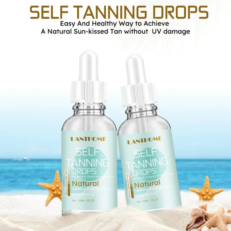 Natural Tanning Oil Long Lasting No Trace Without UV Damage Self Tanning Drops Sun Cream Lotion  30ml