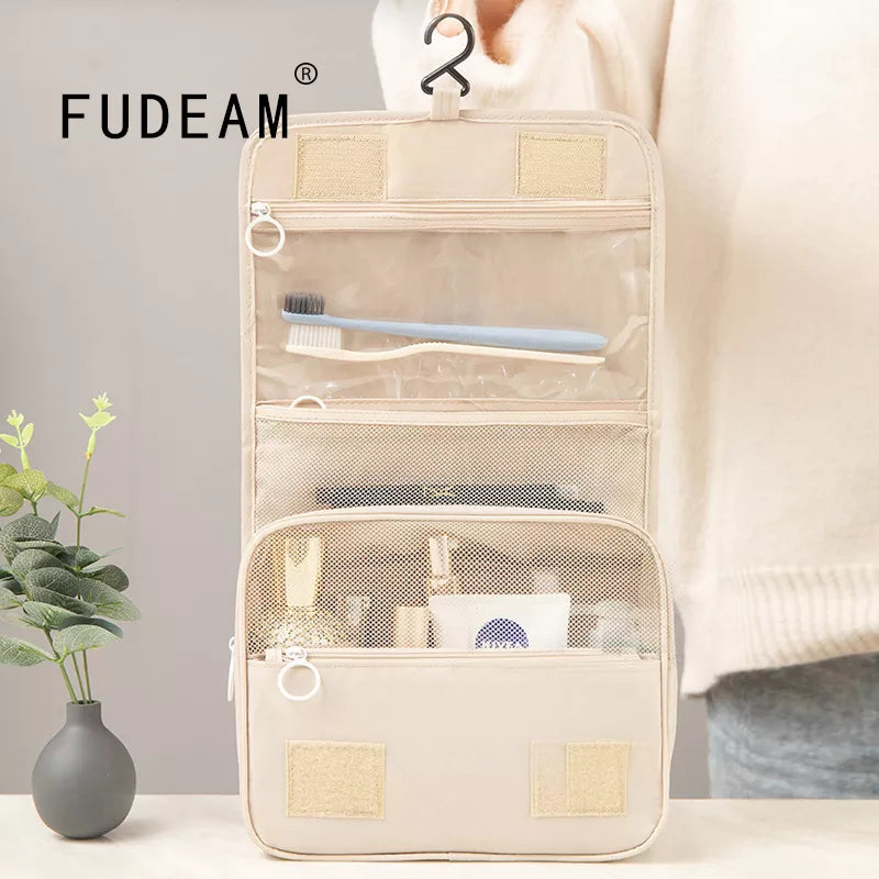 FUDEAM Polyester Waterproof Multifunction Wash Cosmetic Bag Travel Handbag for women