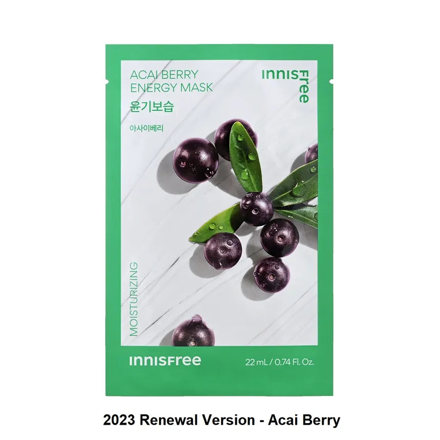 Innisfree Energy Mask – Choose Any 1 of 9 Vegan Sheet Mask Variants, Hydrating & Revitalizing