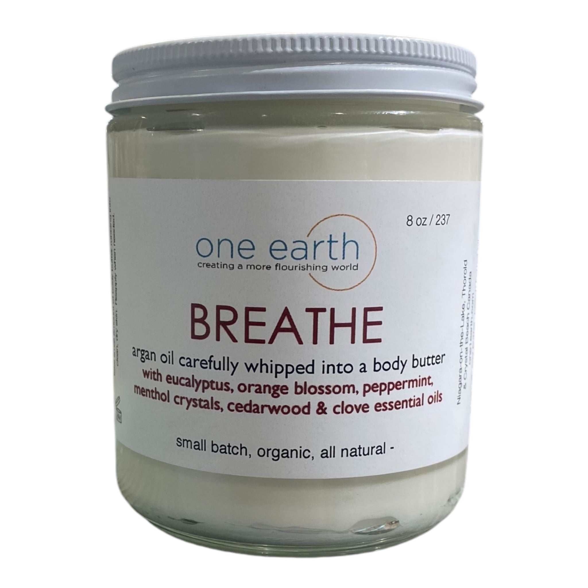 Breathe Body Butter – 240ml with Peppermint, Clove & Eucalyptus Essential Oils, Argan & Shea Butter | All-Natural, Reusable Glass Container