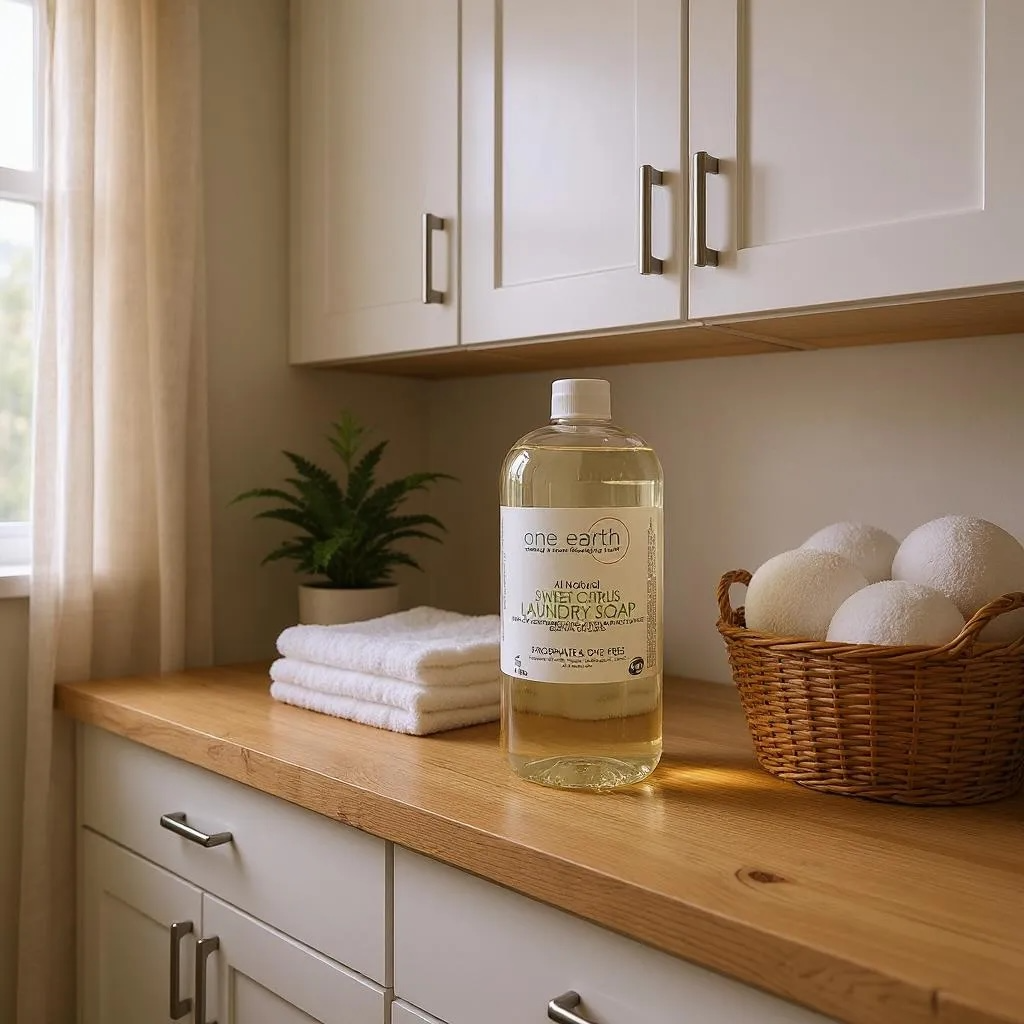 All Natural Laundry Soap – Super Concentrated, Baby-Safe, Citrus Scent, Gentle & Biodegradable (32 oz / 1L)