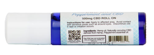 CBD Active Roll On - 500mg - Peppermint - Free Shipping