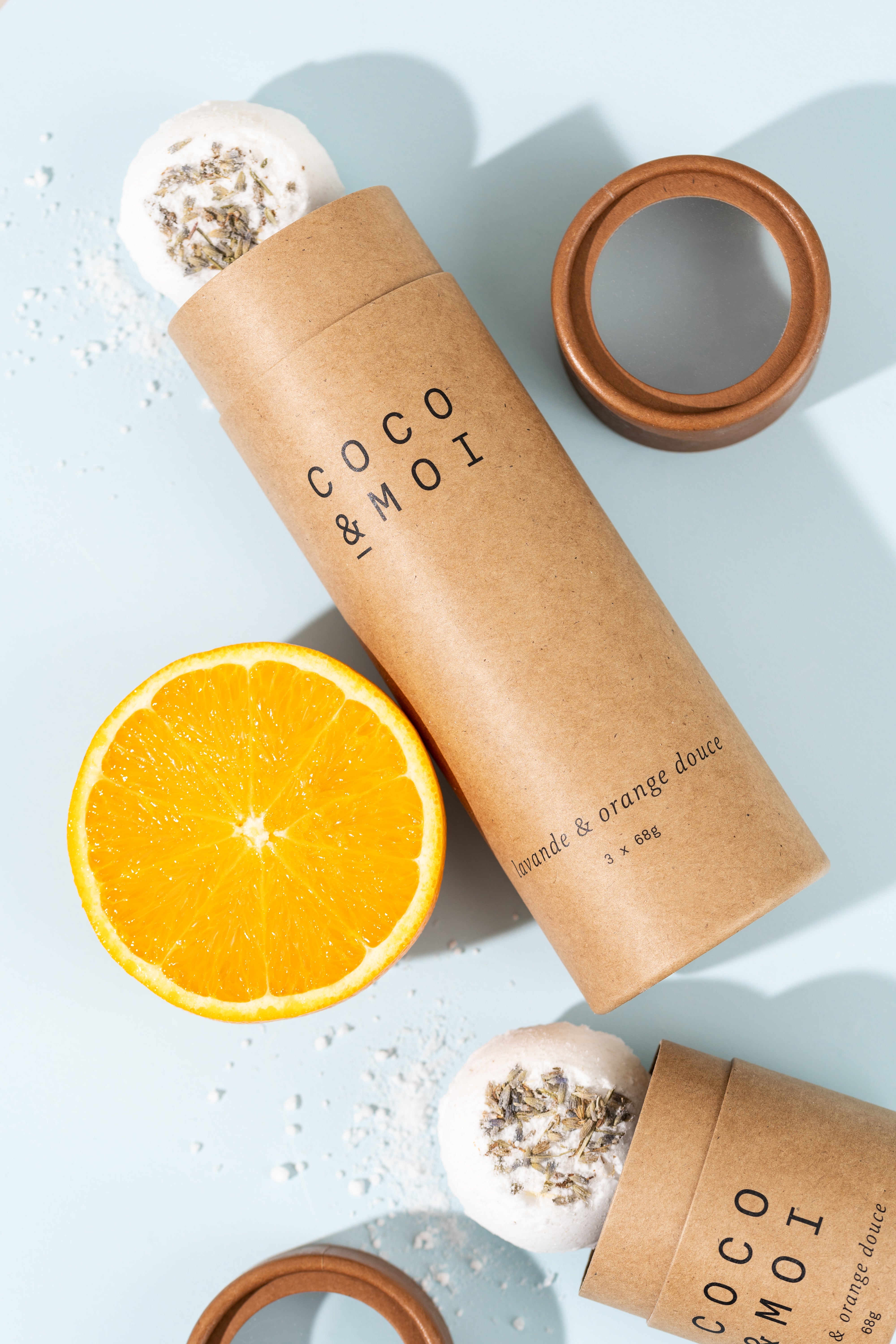Bombe de Bain Lavande & Orange Douce – Vegan Relaxing Bath Bomb
