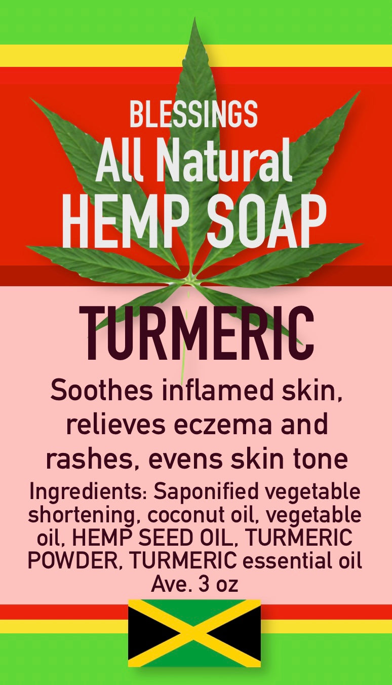 Blessings All-Natural Hemp Turmeric Face & Body Bar – Soothing, Exfoliating & Antioxidant-Rich Cleanser