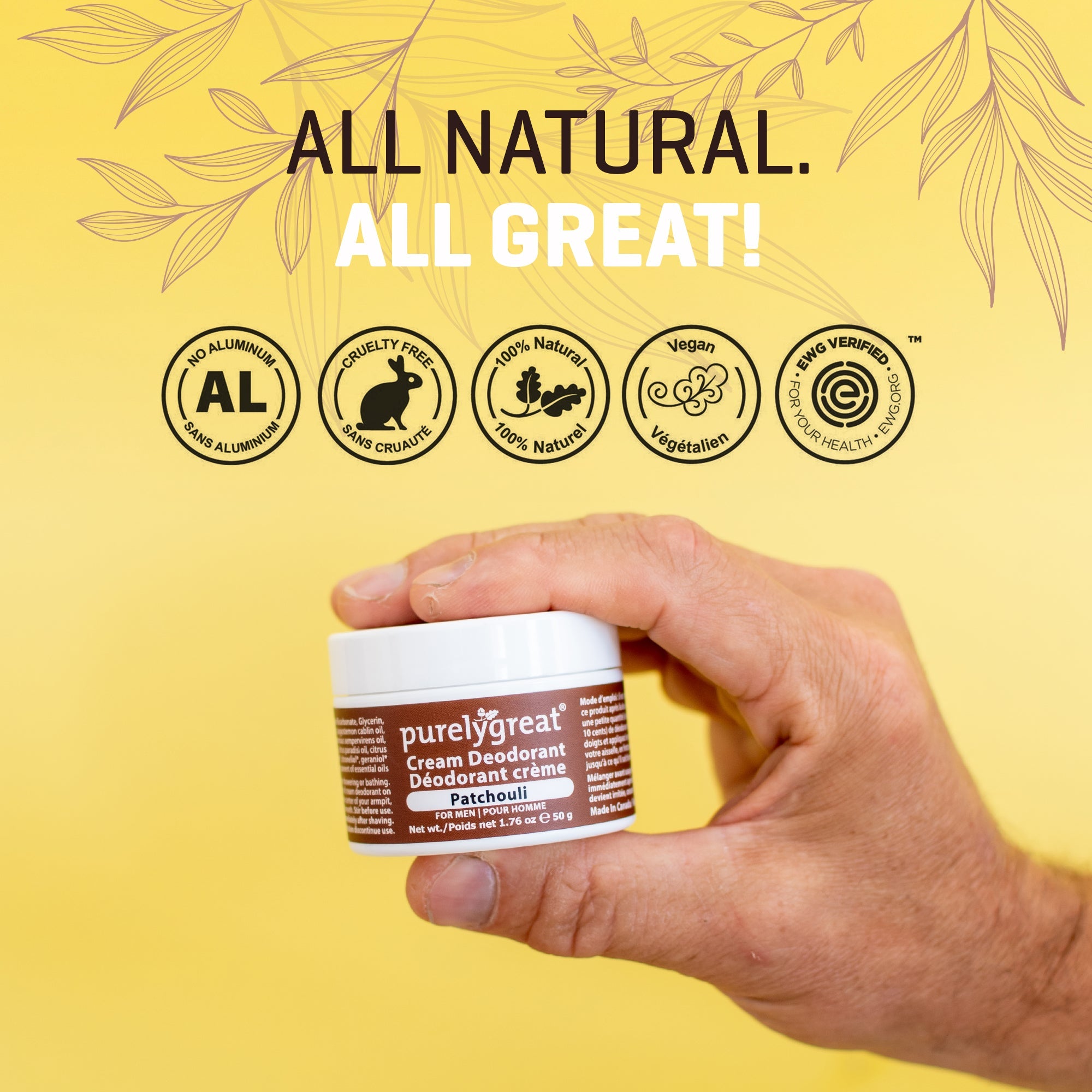 Patchouli Cream Natural Deodorant – Long-Lasting Odor Protection, EWG Verified, All-Natural Formula with Shea Butter