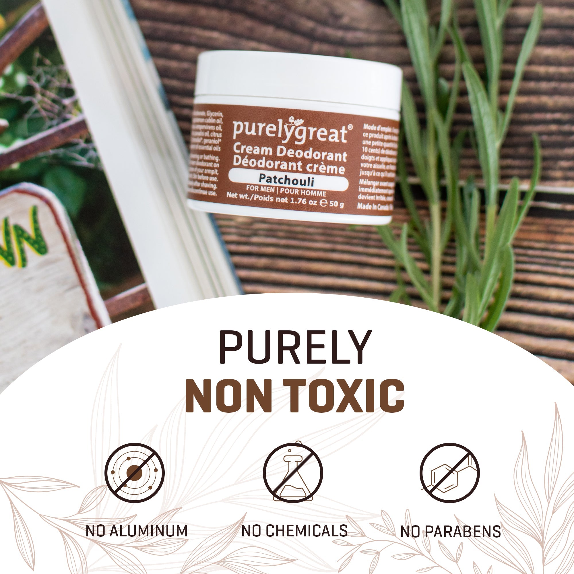 Patchouli Cream Natural Deodorant – Long-Lasting Odor Protection, EWG Verified, All-Natural Formula with Shea Butter