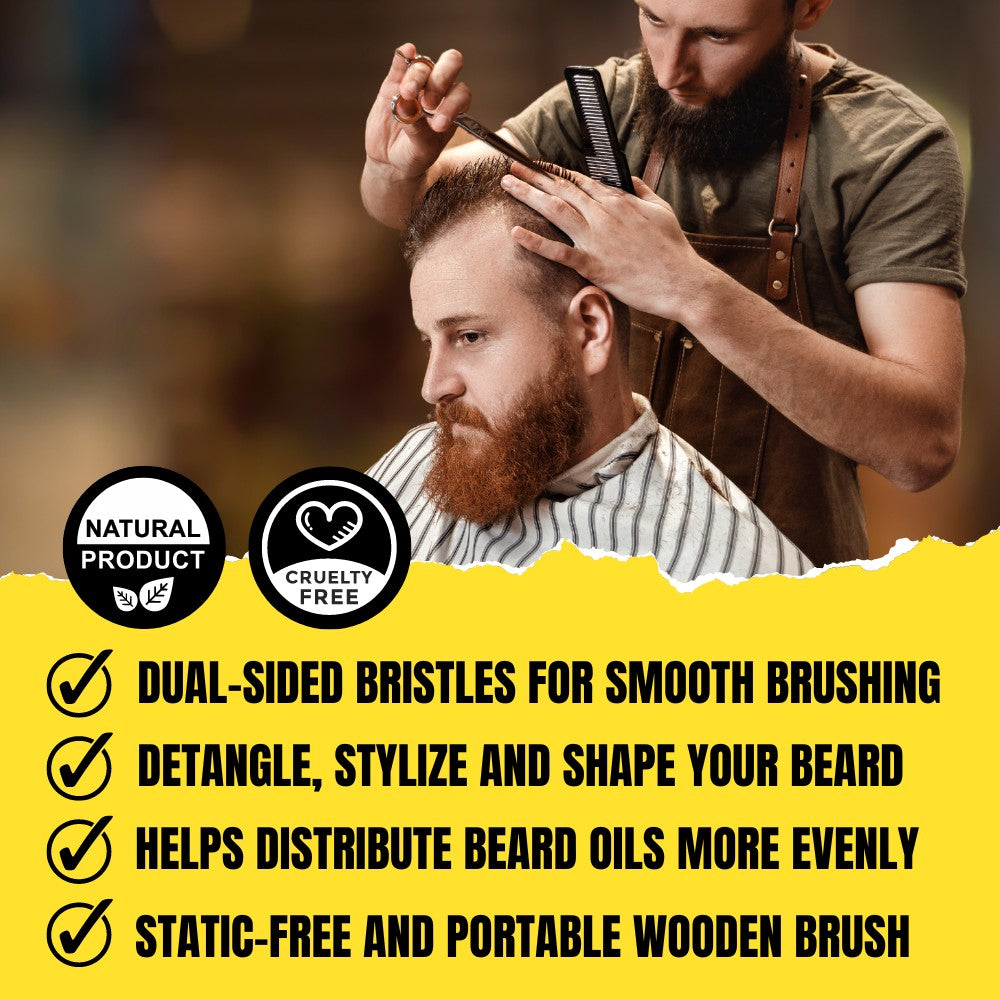 SoulStroker Premium Beard Brush – Dual Bristle Grooming Brush for Styling & Conditioning