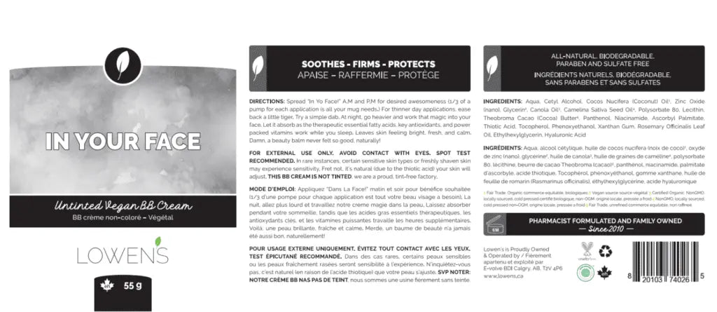 In Yo Face! Natural, Vegan BB Cream – Hydrating, Protective & EWG Verified