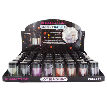 KLEANCOLOR Loose Pigment Eyeshadow ES1114 Display Set, 48 Pieces - Free Shipping