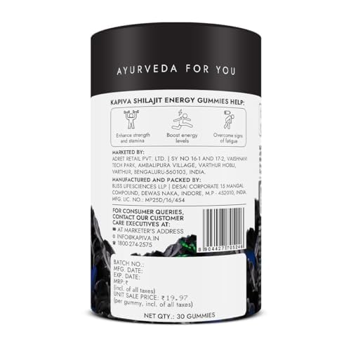 Kapiva Himalayan Shilajit Gummies – 225 mg Shilajit, Vegan & Gelatin-Free, 30 Gummies