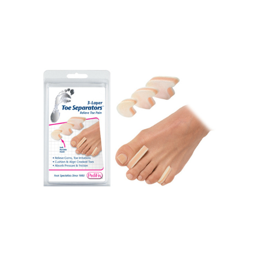 3-Layer Toe Separators Pk/6 – Soft, Flexible Toe Spacers for Bunions & Hammertoes