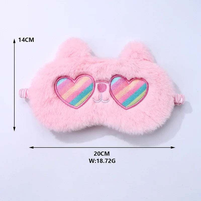 Fluffy Plush Sleeping Eye Cover – Soft Cute Animal Blindfold Mask, Lightweight & Breathable Sleep Mask
