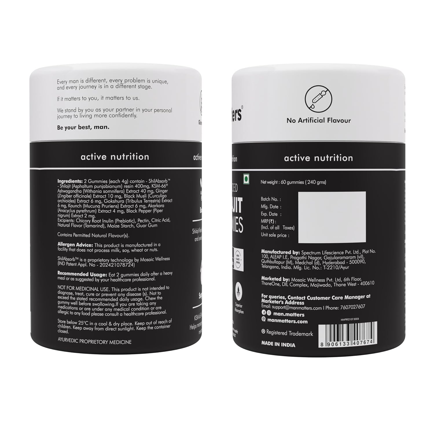 Man Matters Pure Himalayan Shilajit Advanced GummiesWith Ashwagandha KSM66 & Black Pepper |Boosts Strength 60 Pack