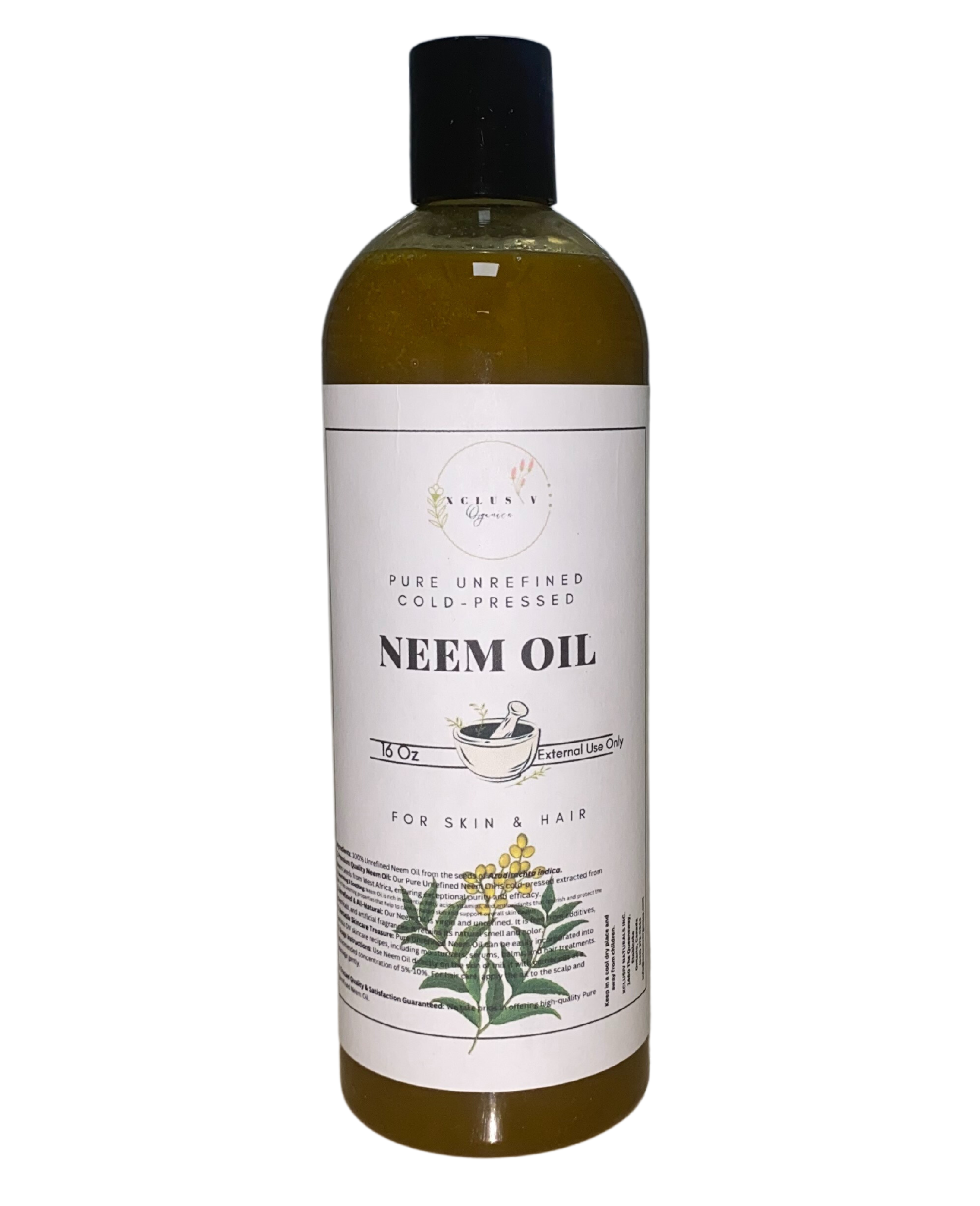Virgin Neem Seed Oil – Crude Unrefined Carrier Oil, 16 oz, Cold Pressed