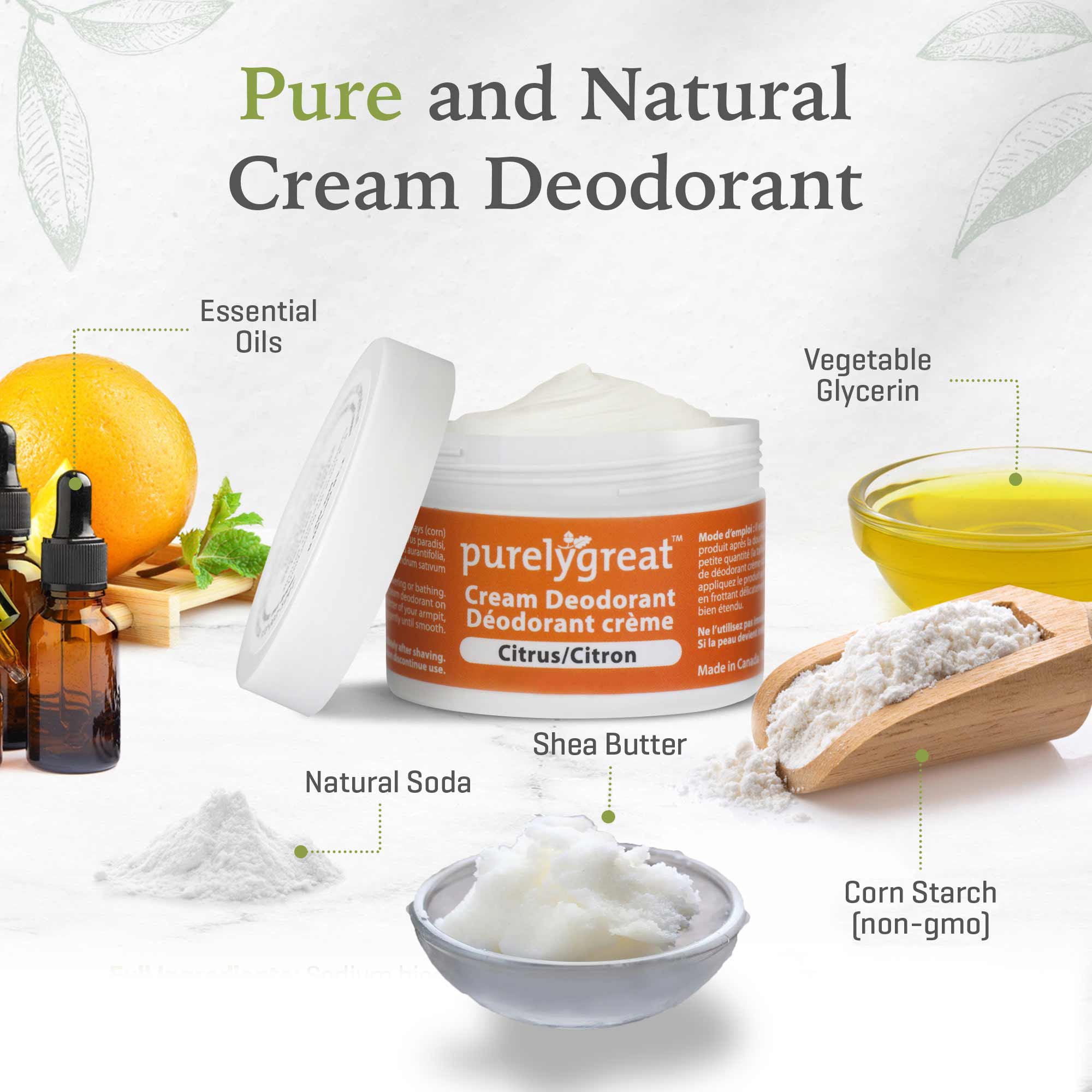 Citrus Cream Natural Deodorant - Aluminum Free