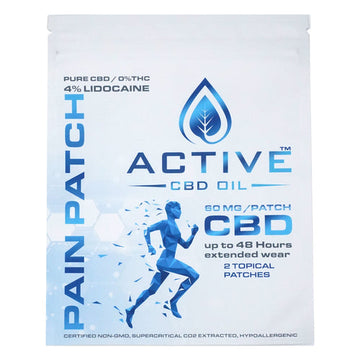 CBD Active Transdermal Pain Patch - 4% Lidocaine - 60mg - 2 pack - Free Shipping