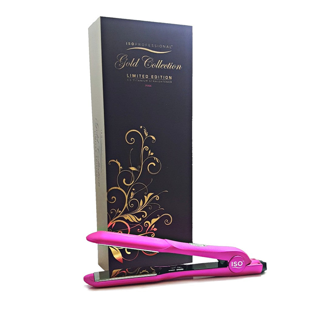 Gold Digital Infrared 1.5 Titanium Plates LCD Display Magnet Box | Flat Iron