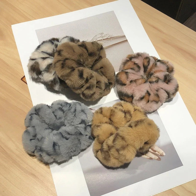 Super Posh Plush Leopard Print Scrunchies