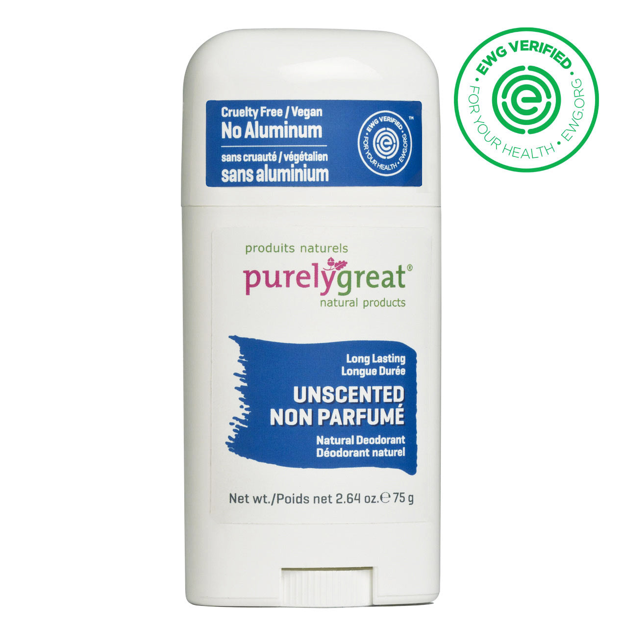 Unscented Stick Natural Deodorant - Aluminum Free