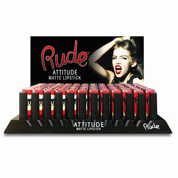 RUDE Attitude Matte Lipstick Acrylic Display Set A, 144 Pieces + 12 Testers - Free Shipping