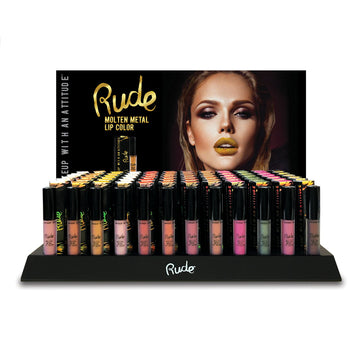 RUDE Molten Metal Lip Color Display Set, 144 Pieces + 12 Testers - Free Shipping