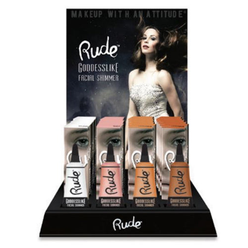 RUDE Goddesslike Facial Shimmer Acrylic Display Set, 48 Pieces + 4 Testers - Free Shipping