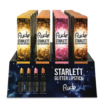 RUDE Starlett Lip Glitter Acrylic Display Set, 48 Pieces - Free Shipping