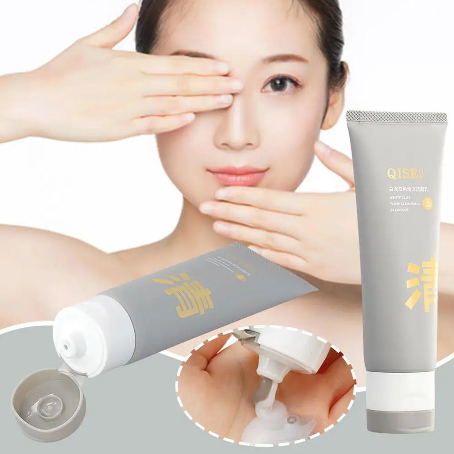 1pc New Amino Acid Double Tube Facial Cleanser Oil Skin Two-color Blackhead White Control Acne Clay Care Cleanser Moisturiz C6C6