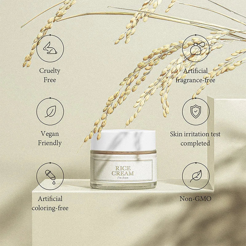 Rice Cream Hydrating Moisturizing Firming Oil Control Brightening Improving Yellow Gas Depth Nourishment Essence Face Cream