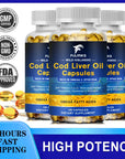 Wild Icelandic Cod Liver Oil Capsules Rich In Omega 3, EPA8 DHA Omega Fatty Acids High Potency 120 Capsules