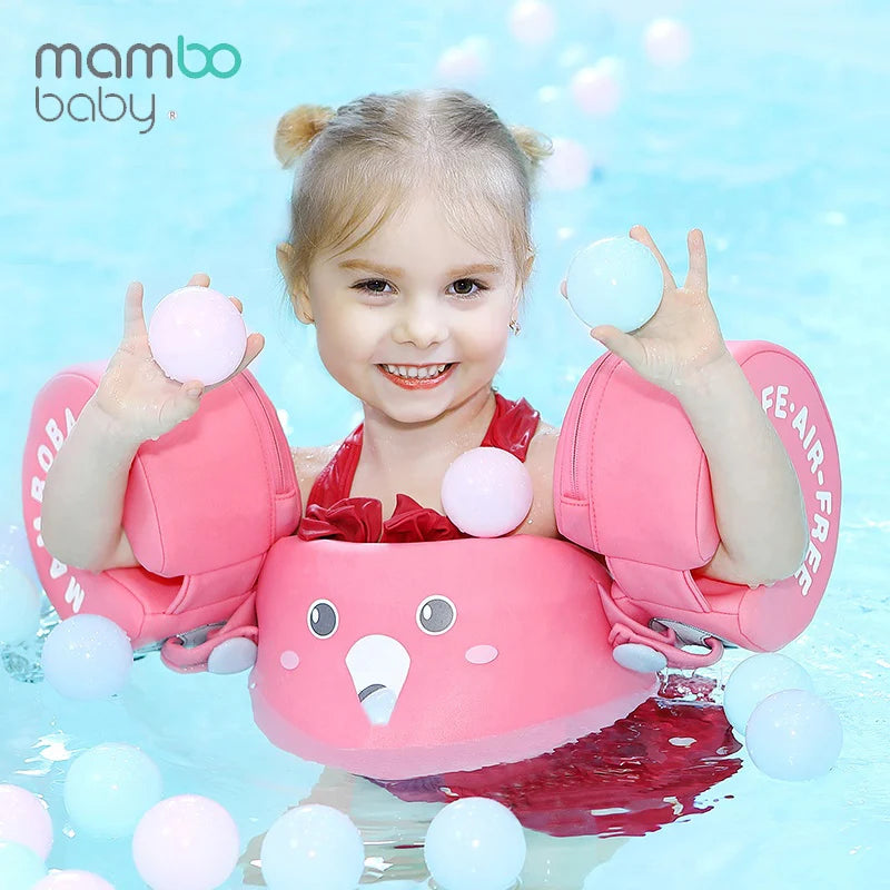 Mambobaby Non-Inflatable Baby Swim Trainer: Swimming Float Ring Aid Vest with Arm Wings for Beach and Pool