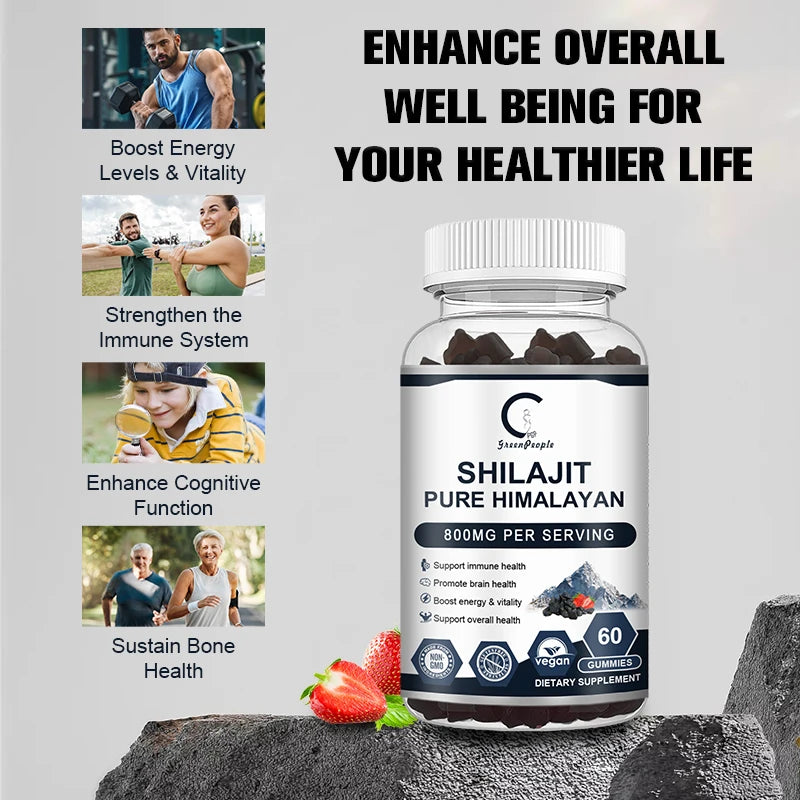 GPGP Greenpeople Pure Shilajit Gummies Rich in ginseng Fulvic Acid For Male Hormone Energy 100% Organic