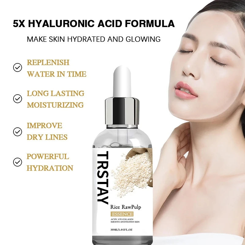 White Rice Face Serum Hyaluronic Acid Liquid Moisturizing Nourishing Skin Care