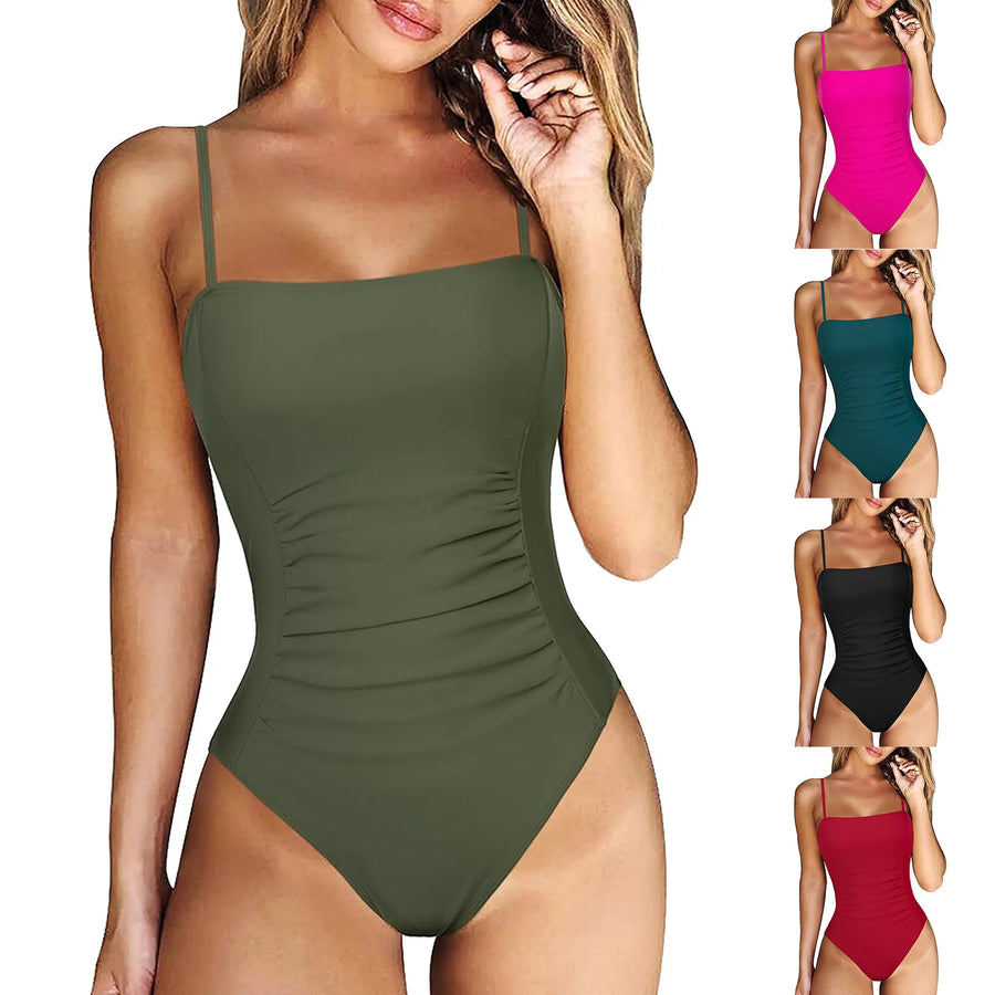 Sexy Push Up One-piece Swimsuits for Women Size Swimwear Bodysuits Girl Tummy Control Bathing Suits