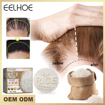 EELHOE Anti-loss Hair Soap Bar Rice Shampoo Soap Reject Dry Hair Soap Shampoo Nourishing Hair