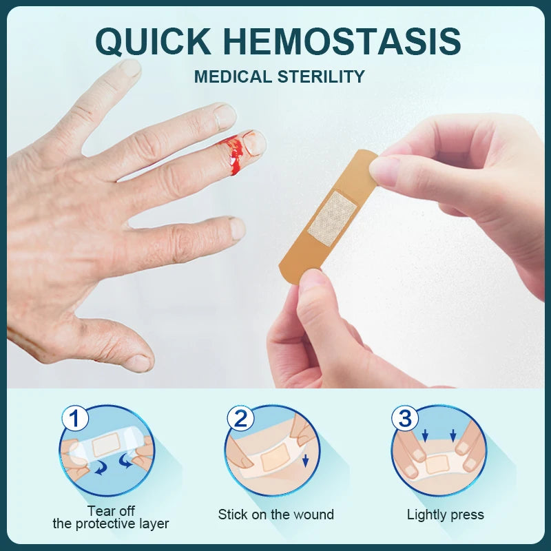 100pcs Band-Aids Waterproof Breathable Plaster Wound Hemostasis Sticker Band Aid Disposable First Aid Bandage Medical Gauze A276