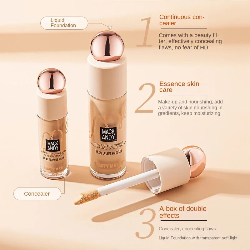 MACKANDY Light And Flawless Foundation + Concealer Combination Cosmetics