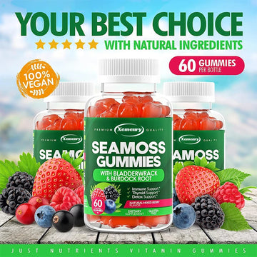 Seaweed Gummies with Bladderwrack & Burdock Root Gluten Free Vegetarian Dietary Supplement  60 Gummies