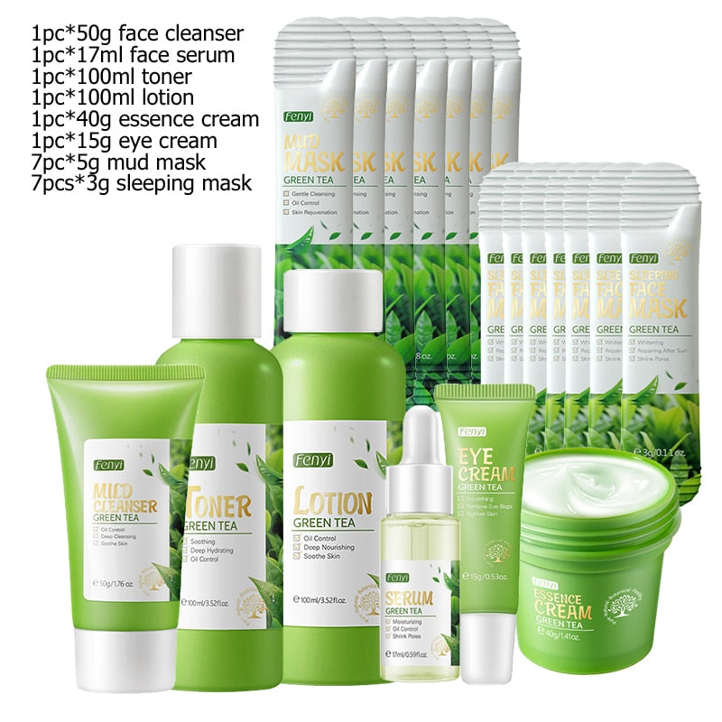 Sakura Green Tea Skin Care Kit Korean Cosmetic Set