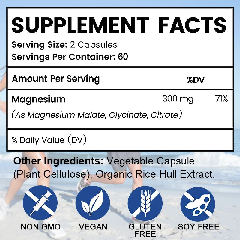 Magnesium Complex Capsules - Bone, Muscle and Heart Health Supplement Improvement