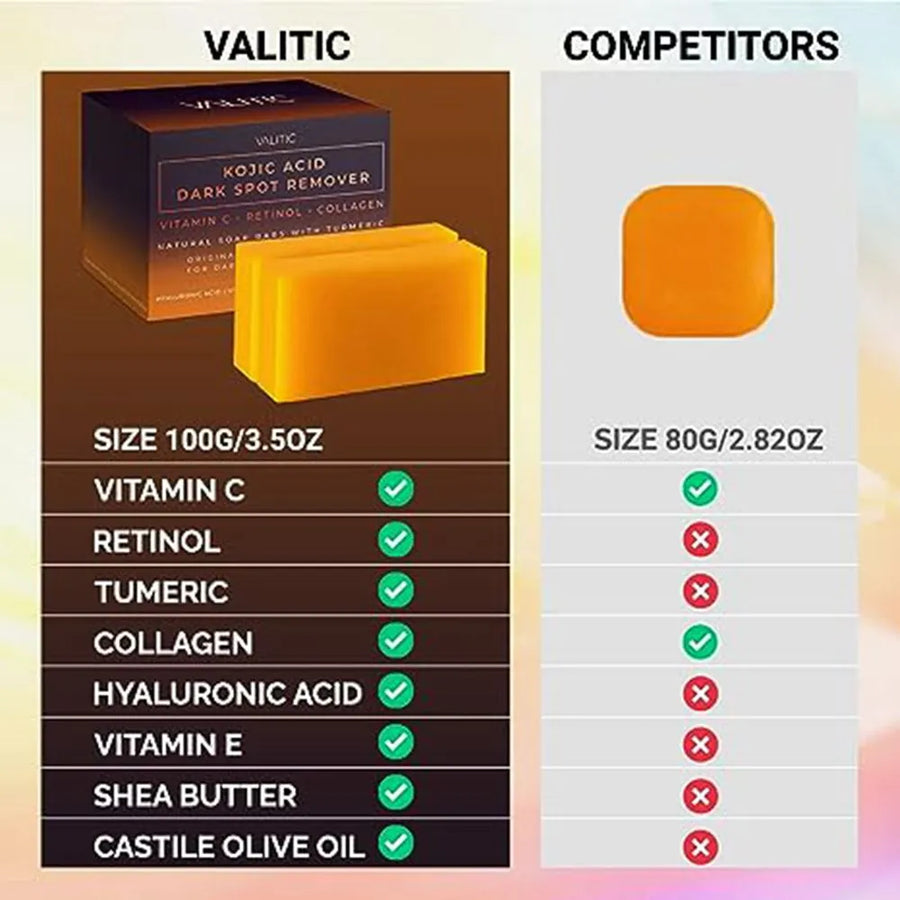 VALITIC Original Handmade Skin Soap Bleaching Kojic Acid Glycerin Deep Cleaning Brighten Skin