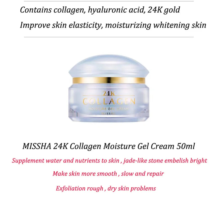 MISSHA 24K Collagen Moisture Gel Cream Firming Tighten Moisturizer Face Cream  Cosmetics 50ml