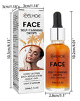 EELHOE Face Self-Tanning Drops Long Lasting Easy Application Quick-Dry 30ml / 1 FL.OZ