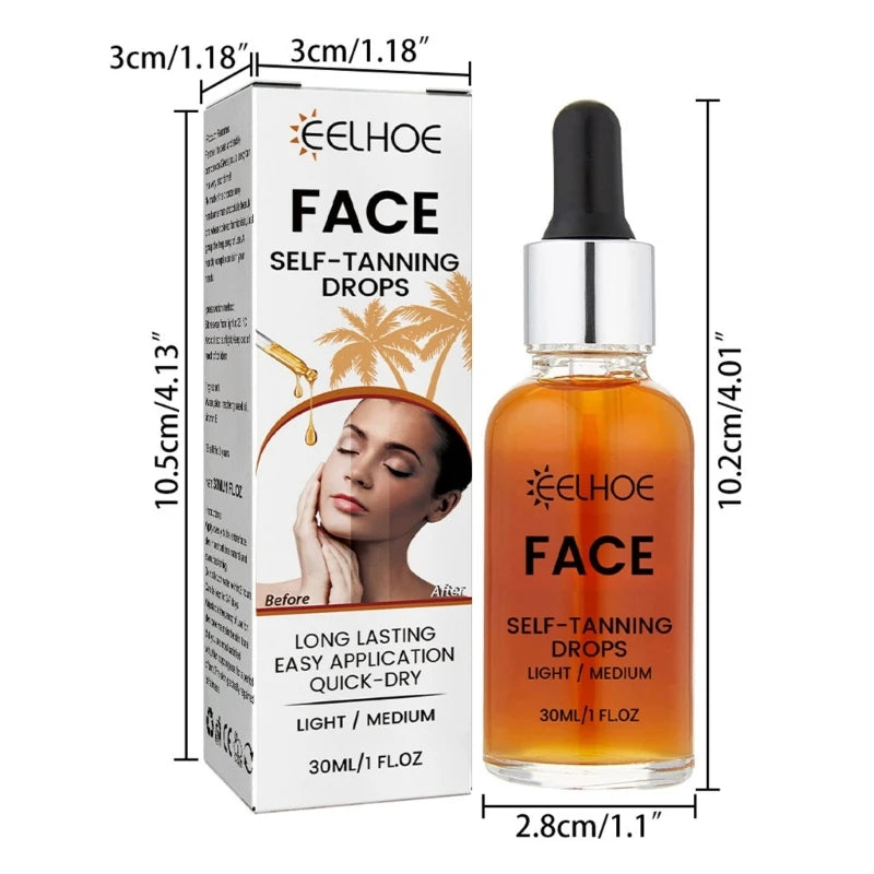 EELHOE Face Self-Tanning Drops Long Lasting Easy Application Quick-Dry 30ml / 1 FL.OZ