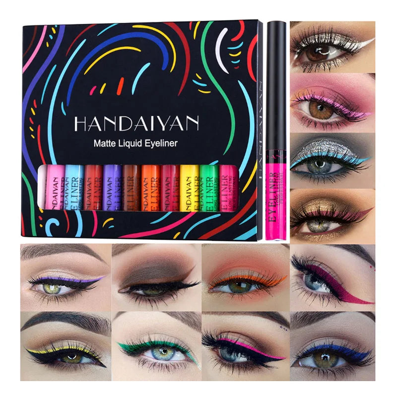 HANDAIYAN Makeup Set Series Eyeshadow Eyeliner Kit  Liquid Lipstick  Eye Shadow Liner Stick