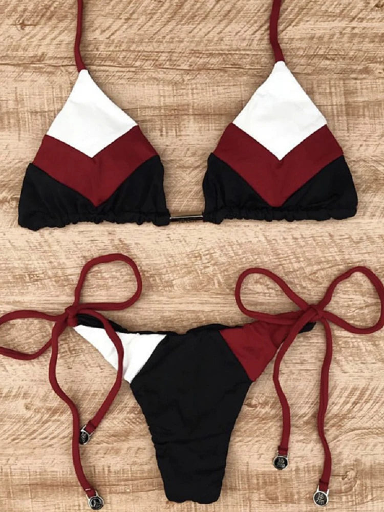 Multicolor Bikini Swimsuit Women Swimwear Ribbed Bikini Set