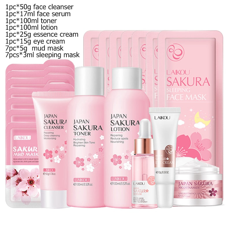 Sakura Green Tea Skin Care Kit Korean Cosmetic Set